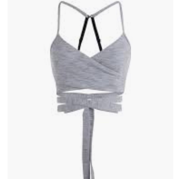 LORNA JANE STRETCH GRAY WORKOUT WRAP SPORTS BRA PADDED GYM YOGA ATHLEISURE S - Picture 2 of 16